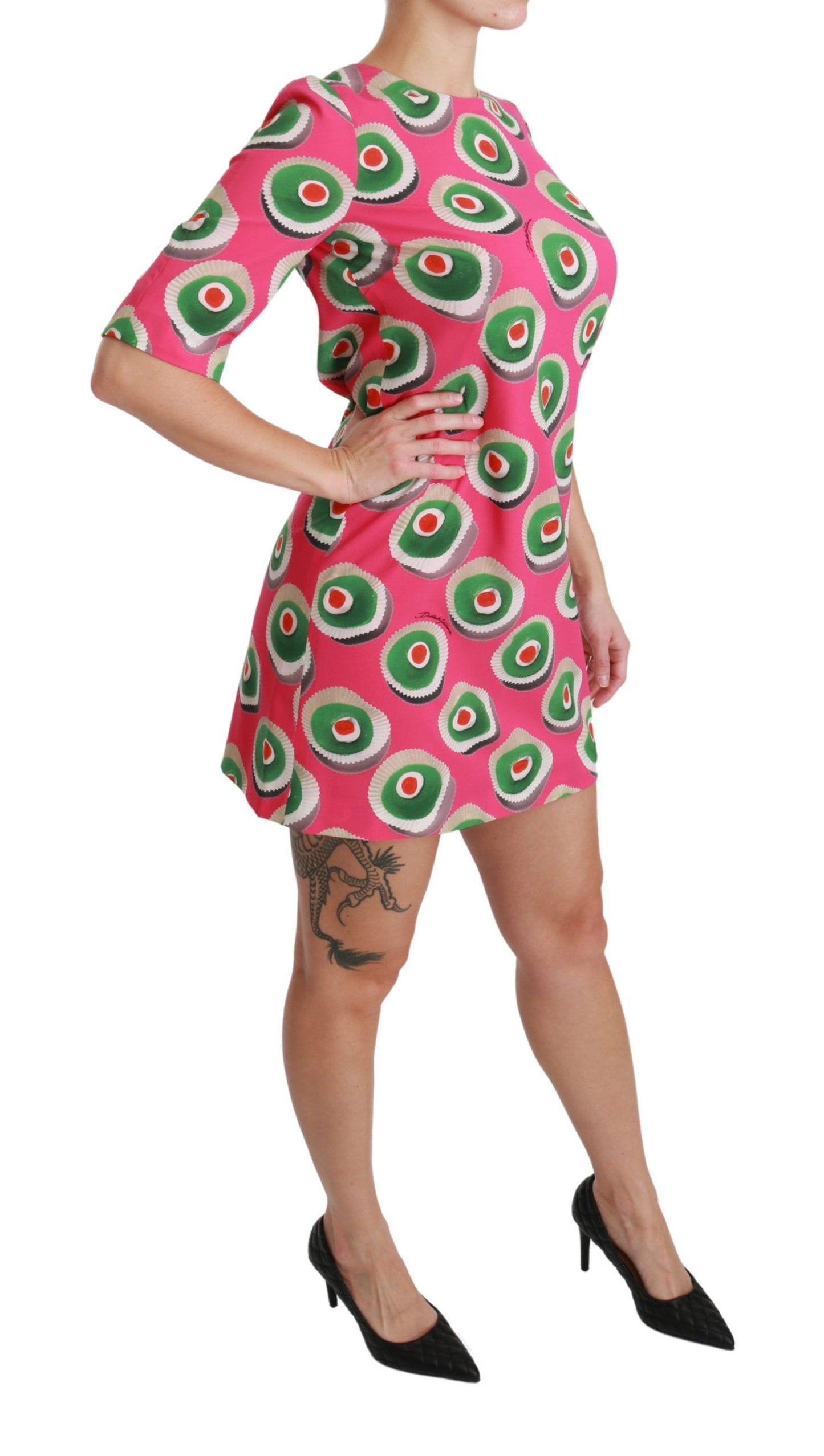 Vestido corto recto con cupcakes de Sicilia en color rosa