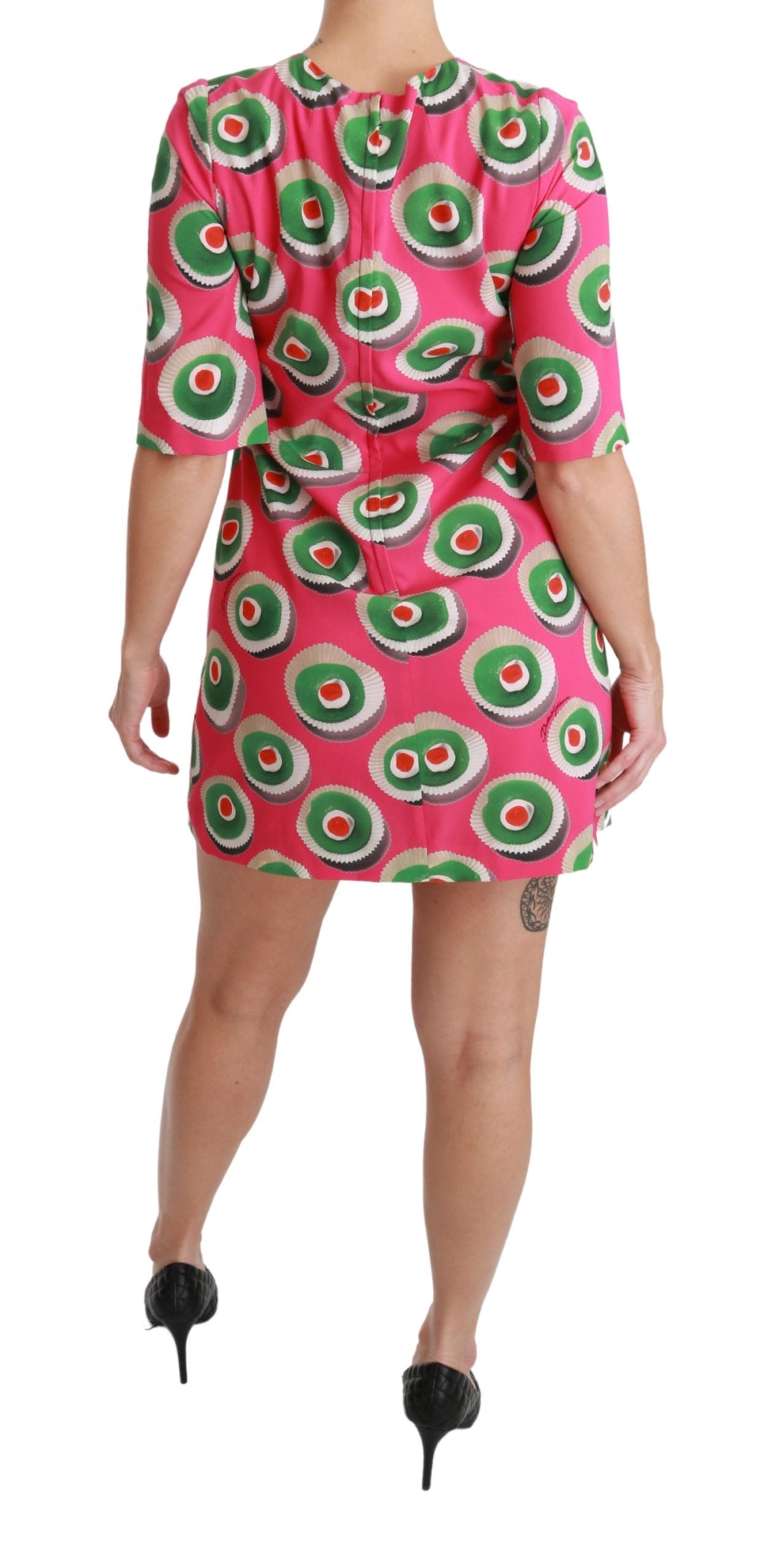 Vestido corto recto con cupcakes de Sicilia en color rosa