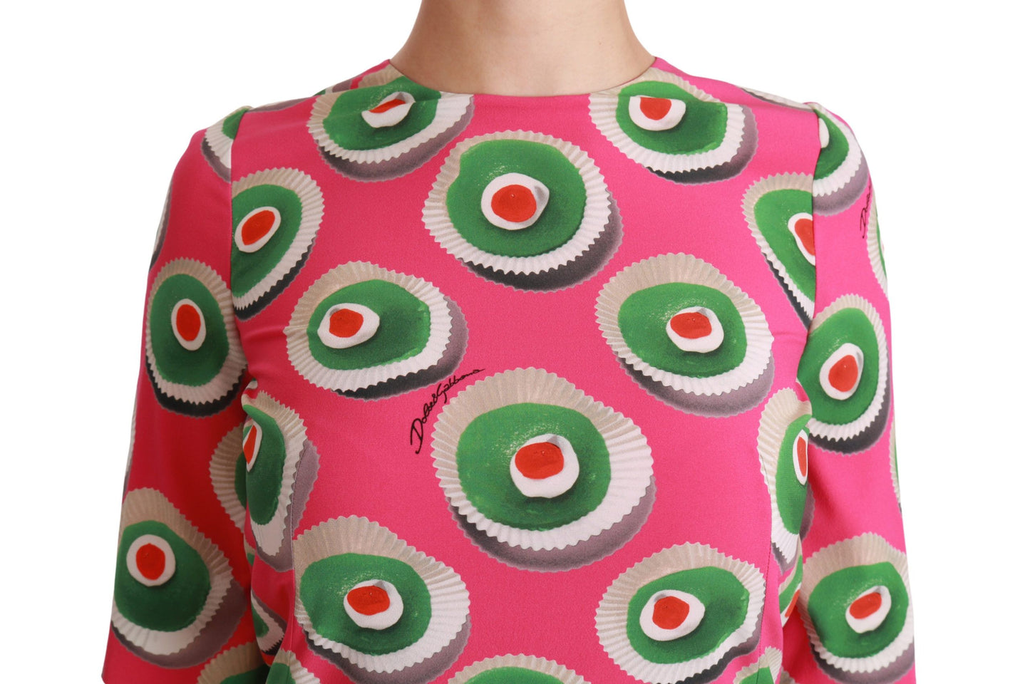 Vestido corto recto con cupcakes de Sicilia en color rosa