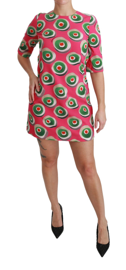 Vestido corto recto con cupcakes de Sicilia en color rosa