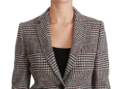Chaqueta elegante a cuadros multicolor hasta la rodilla