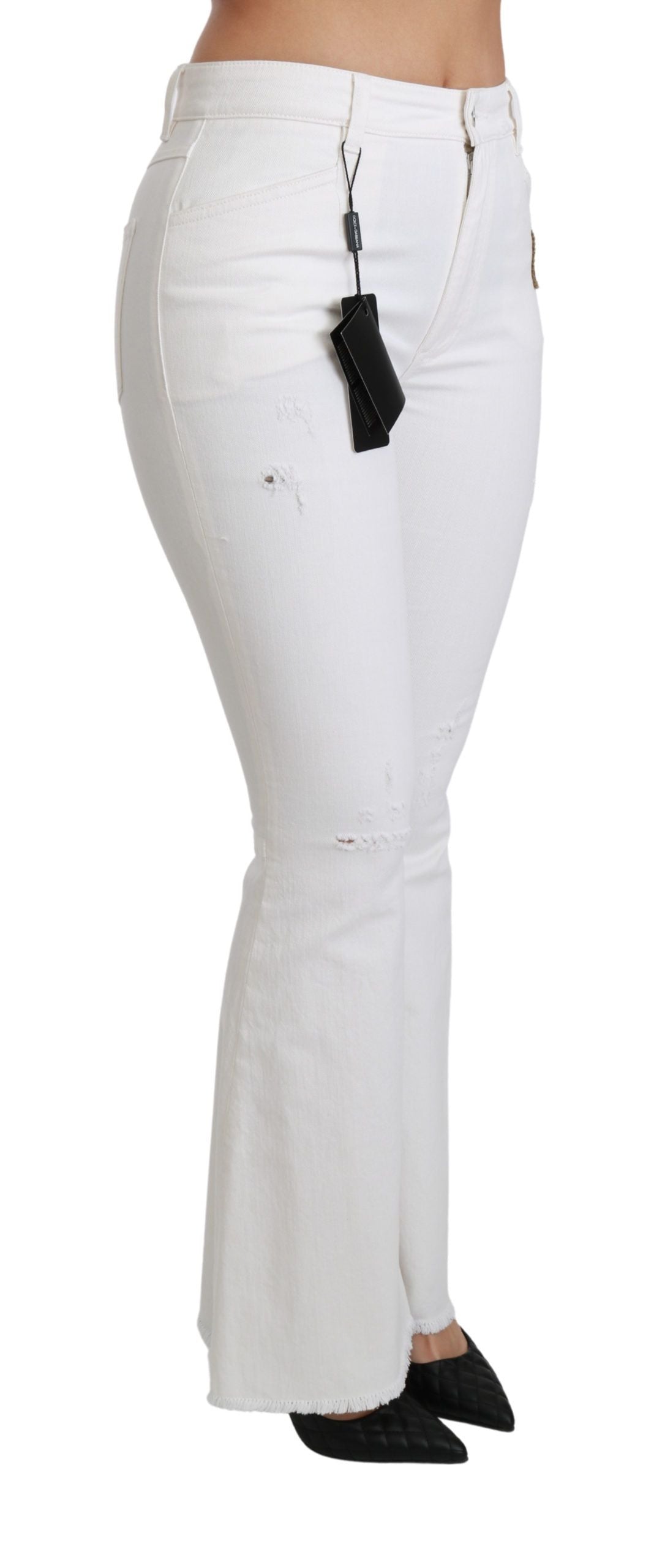 Pantalones elegantes acampanados con bordados de cintura media