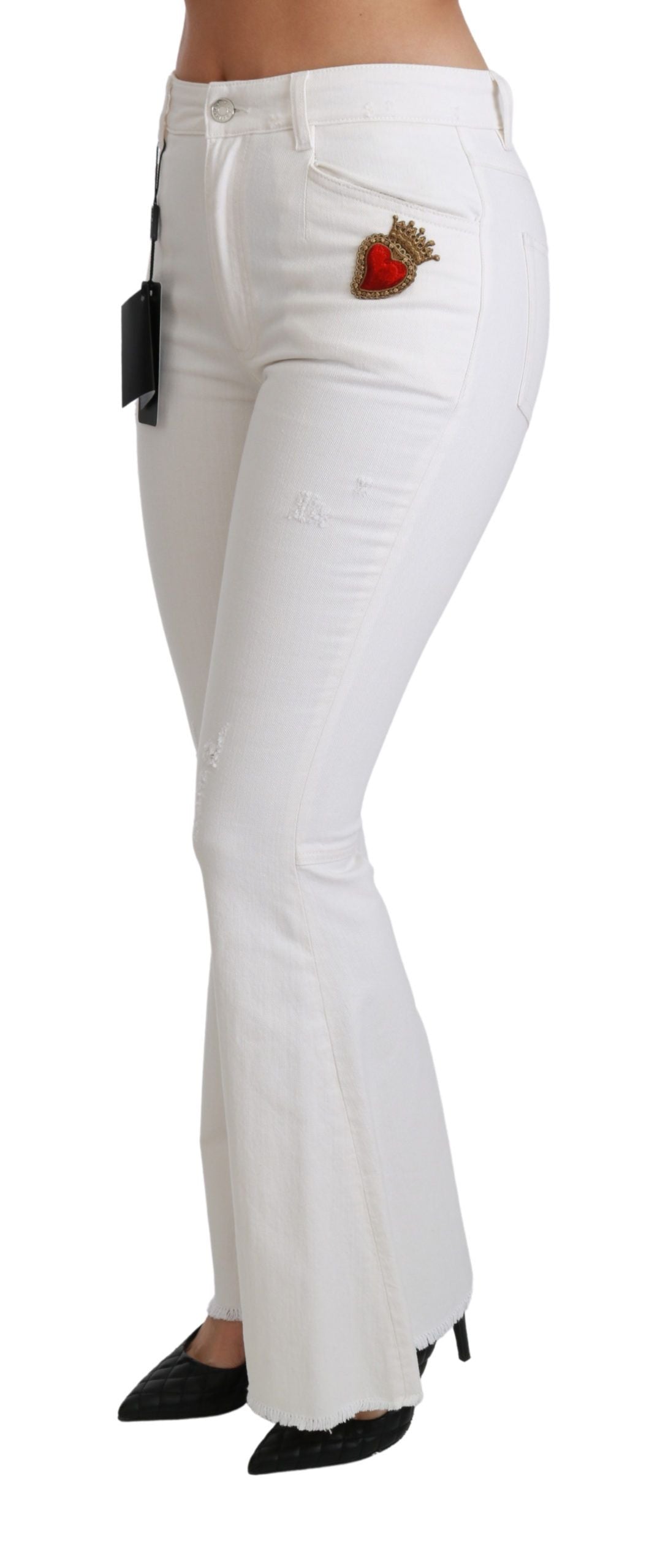 Pantalones elegantes acampanados con bordados de cintura media