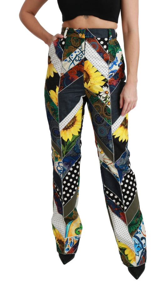 Pantalones rectos elegantes de cintura alta multicolor