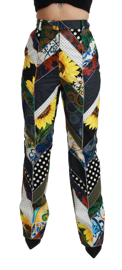 Pantalones rectos elegantes de cintura alta multicolor