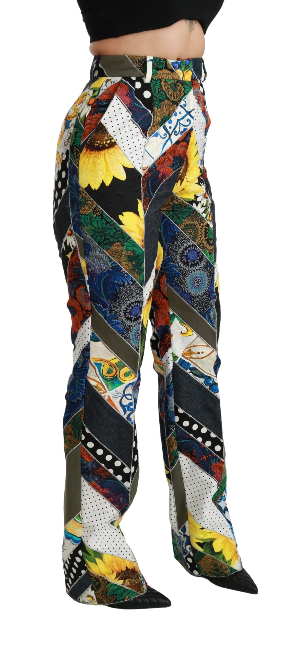 Pantalones rectos elegantes de cintura alta multicolor