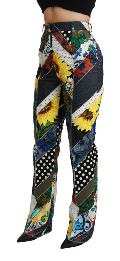 Pantalones rectos elegantes de cintura alta multicolor