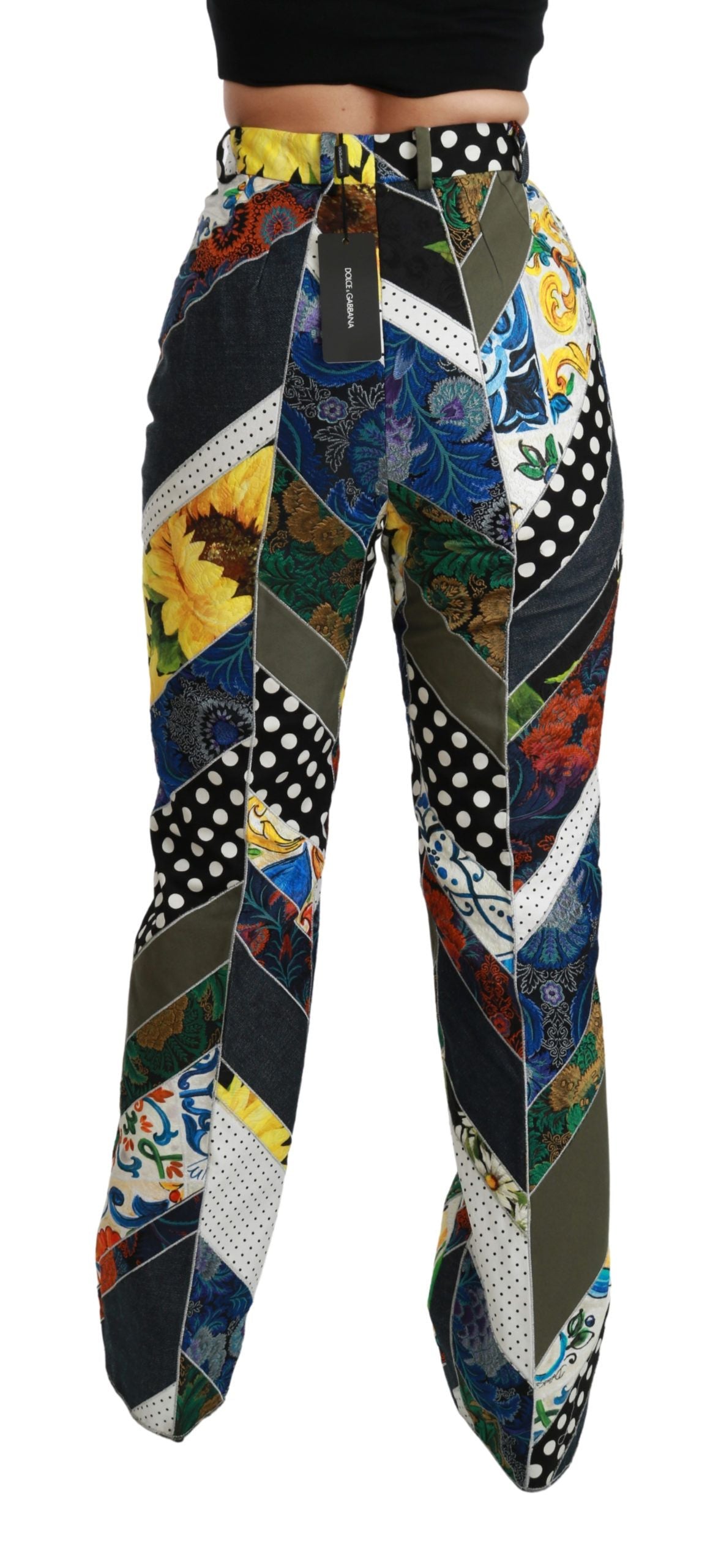 Pantalones rectos elegantes de cintura alta multicolor