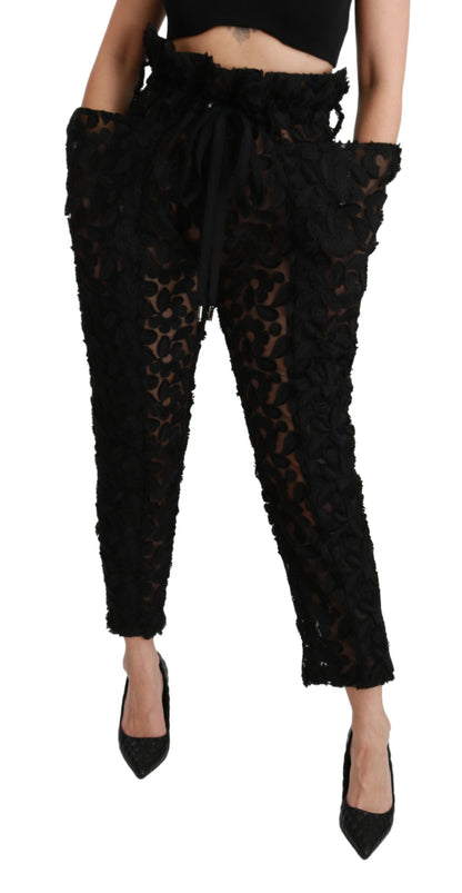 Pantalones elegantes de encaje con cintura alta y cónica