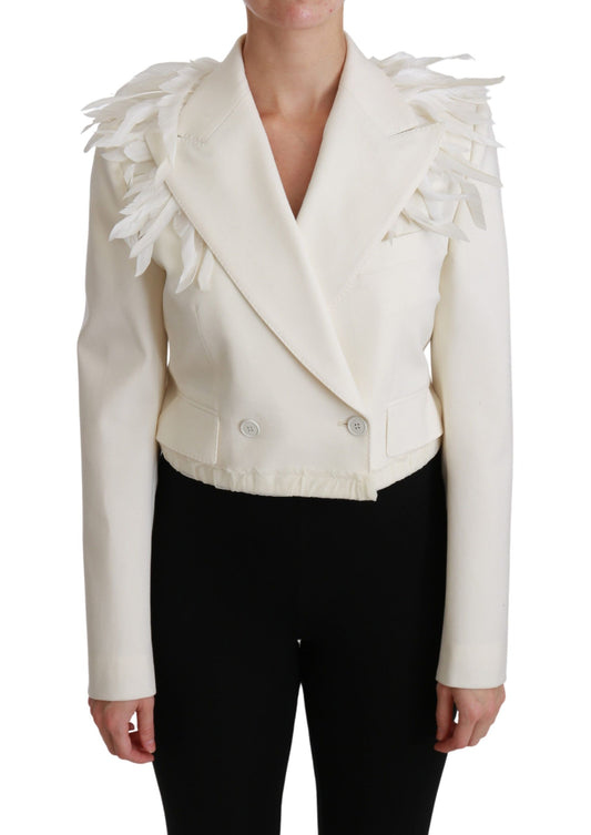 Elegante chaqueta blazer blanca cruzada