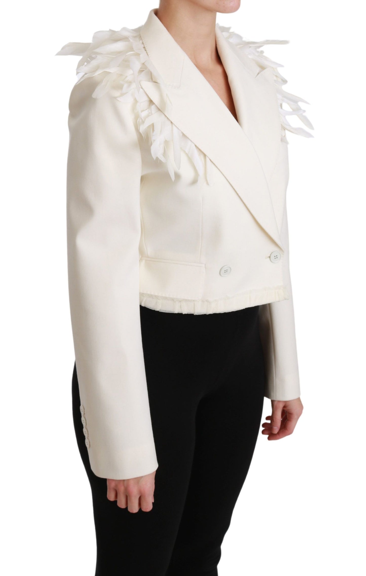 Elegante chaqueta blazer blanca cruzada