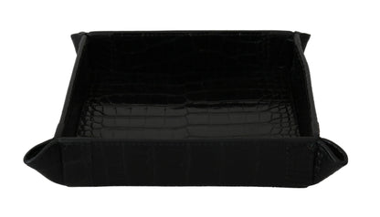 Elegante bandeja de entrada de piel exótica negra