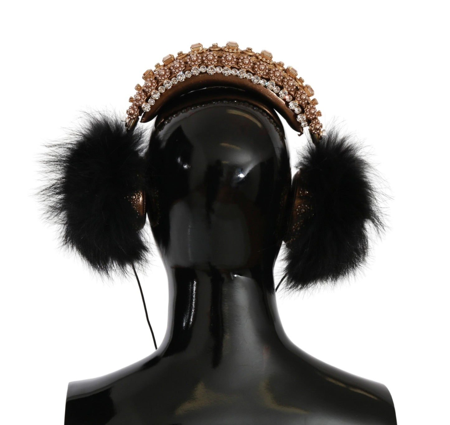Auriculares con cristales dorados y negros