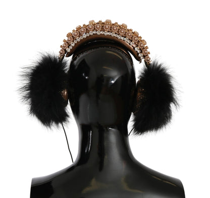 Auriculares con cristales dorados y negros