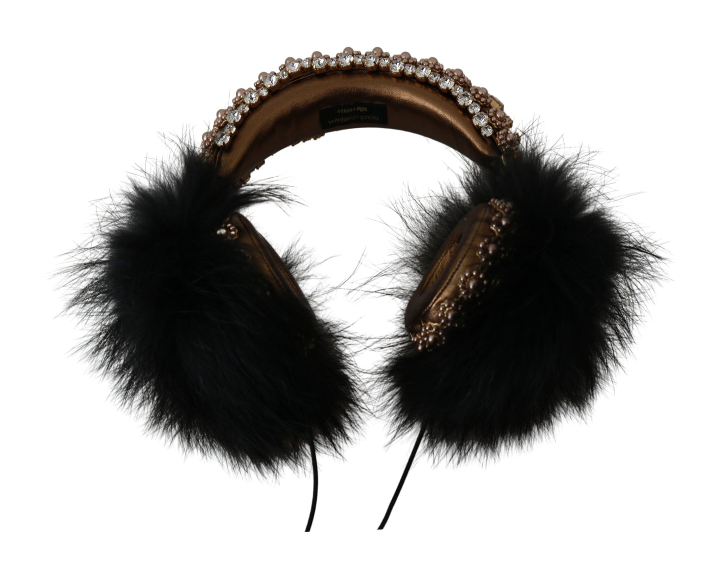 Auriculares con cristales dorados y negros