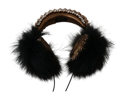 Auriculares con cristales dorados y negros
