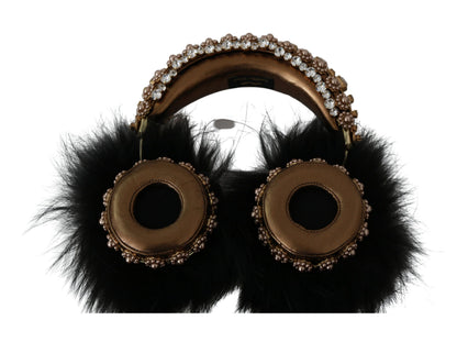 Auriculares con cristales dorados y negros