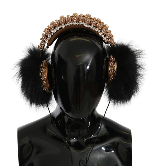 Auriculares con cristales dorados y negros