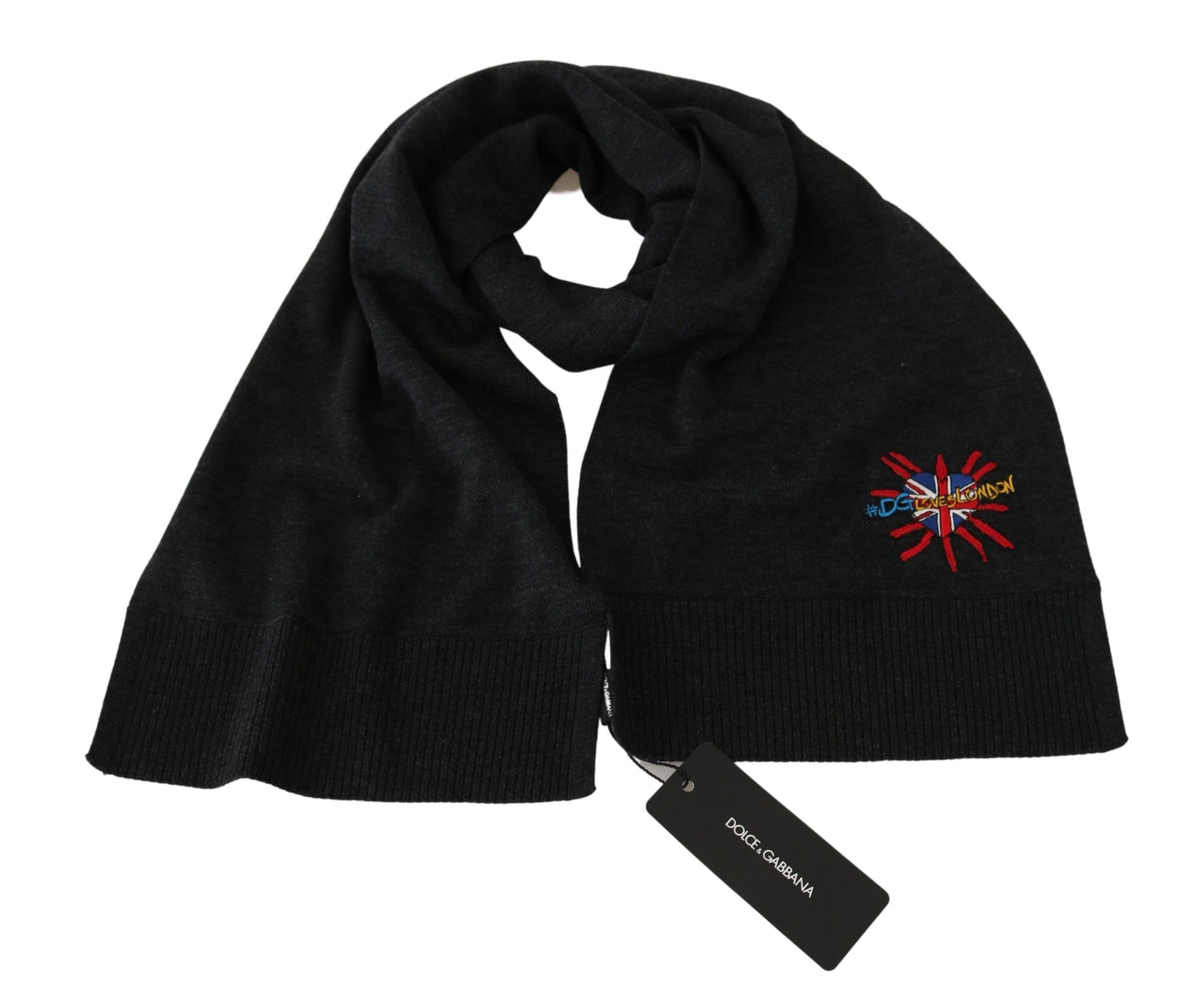 Elegante bufanda de lana virgen para hombre con bordado