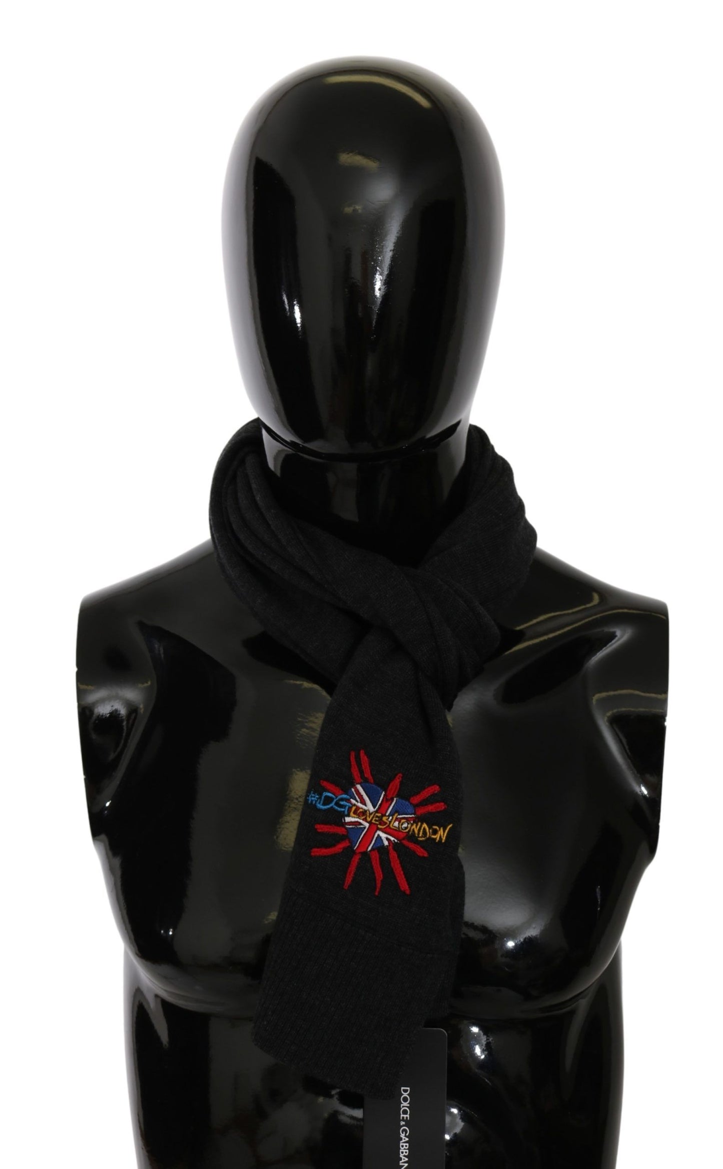 Elegante bufanda de lana virgen para hombre con bordado