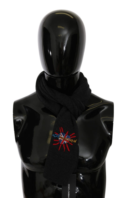 Elegante bufanda de lana virgen para hombre con bordado
