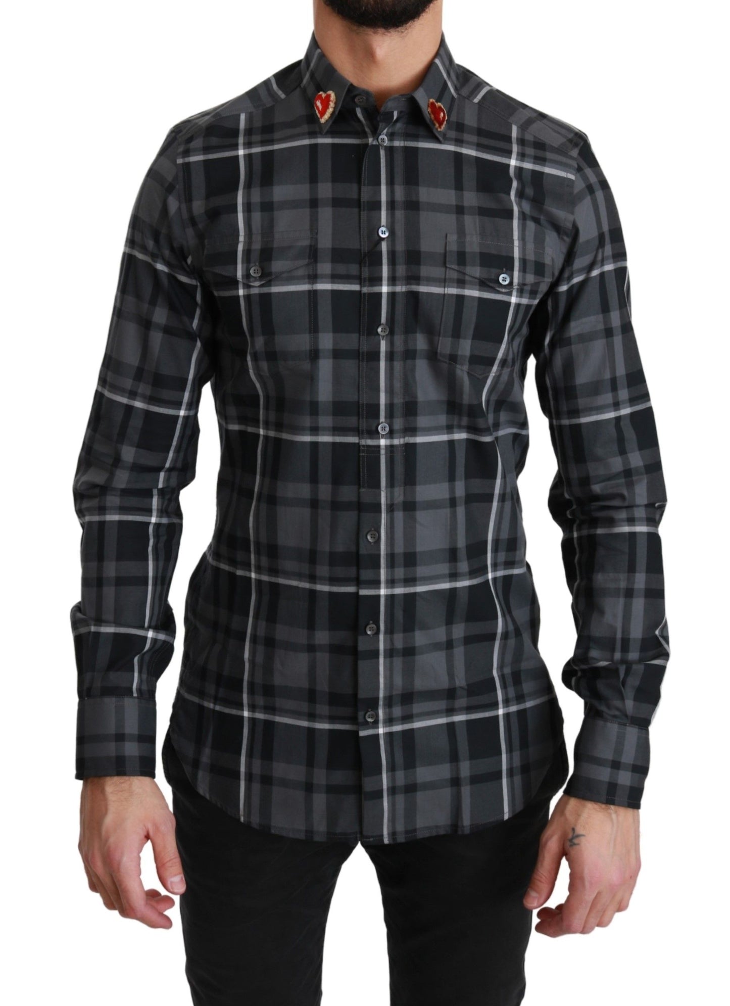 Camisa de vestir elegante de Martini a cuadros grises