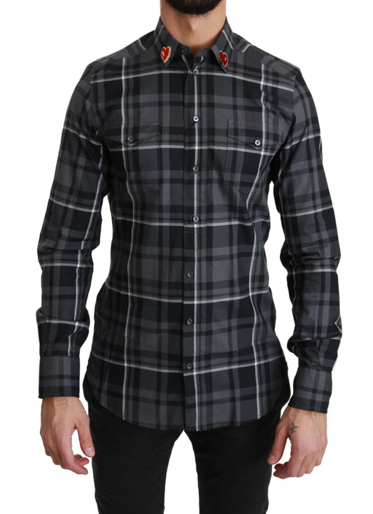 Camisa de vestir elegante de Martini a cuadros grises