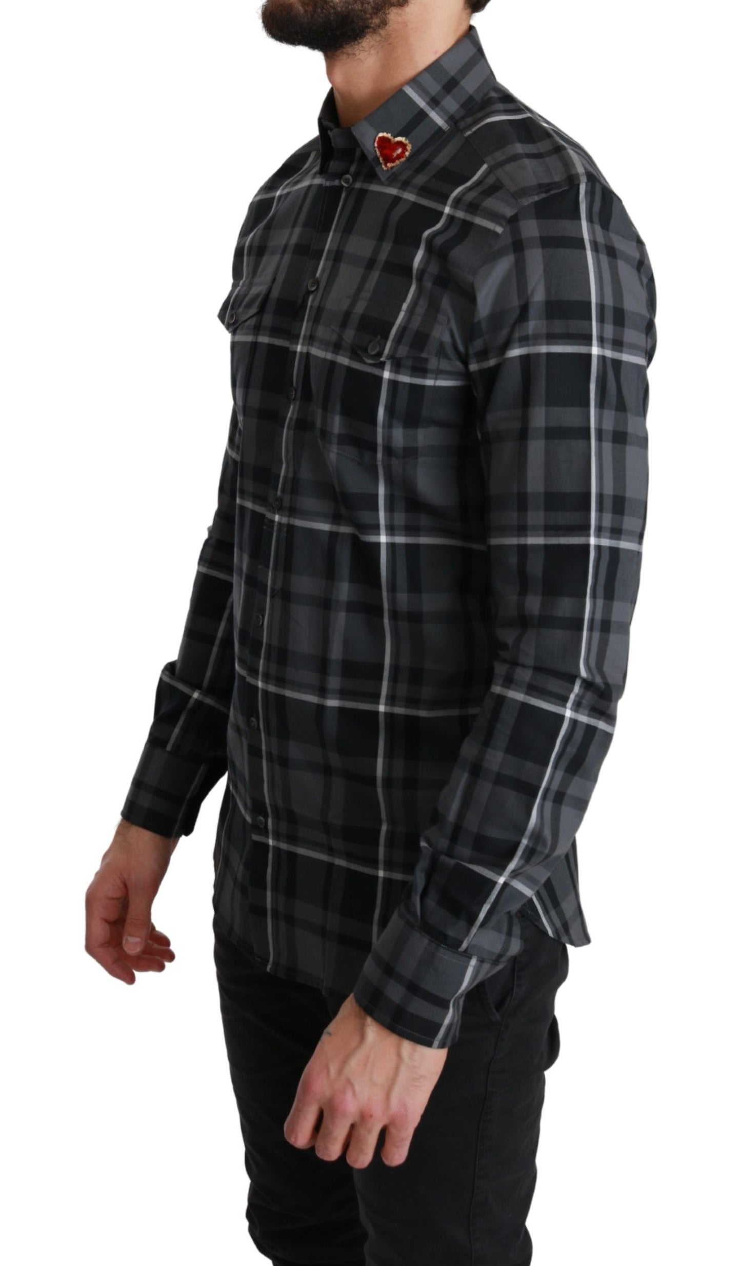 Camisa de vestir elegante de Martini a cuadros grises