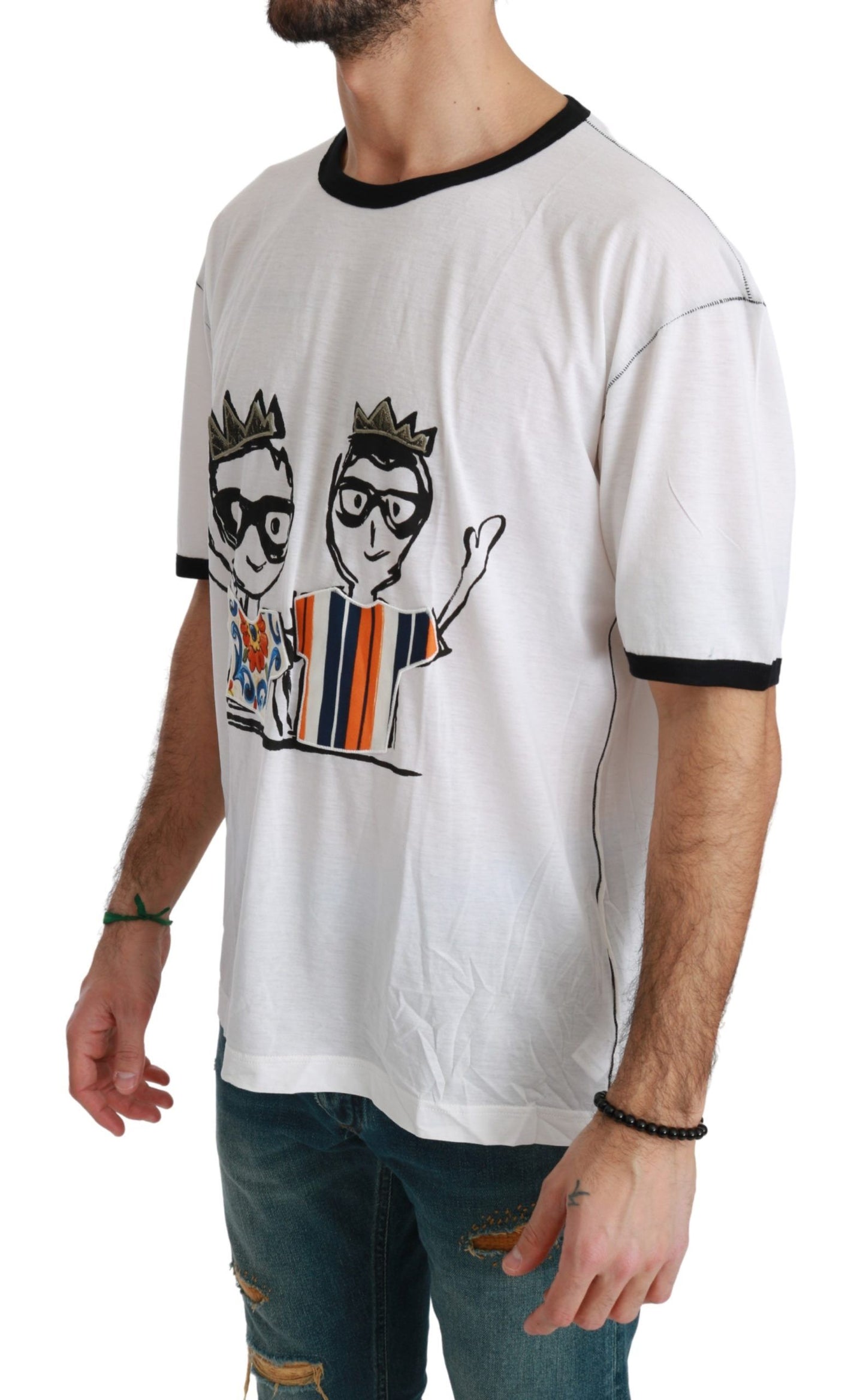 Elegante camiseta blanca de mezcla de seda para hombre