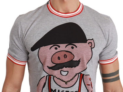 Camiseta elegante de algodón gris con motivo del Año del Cerdo