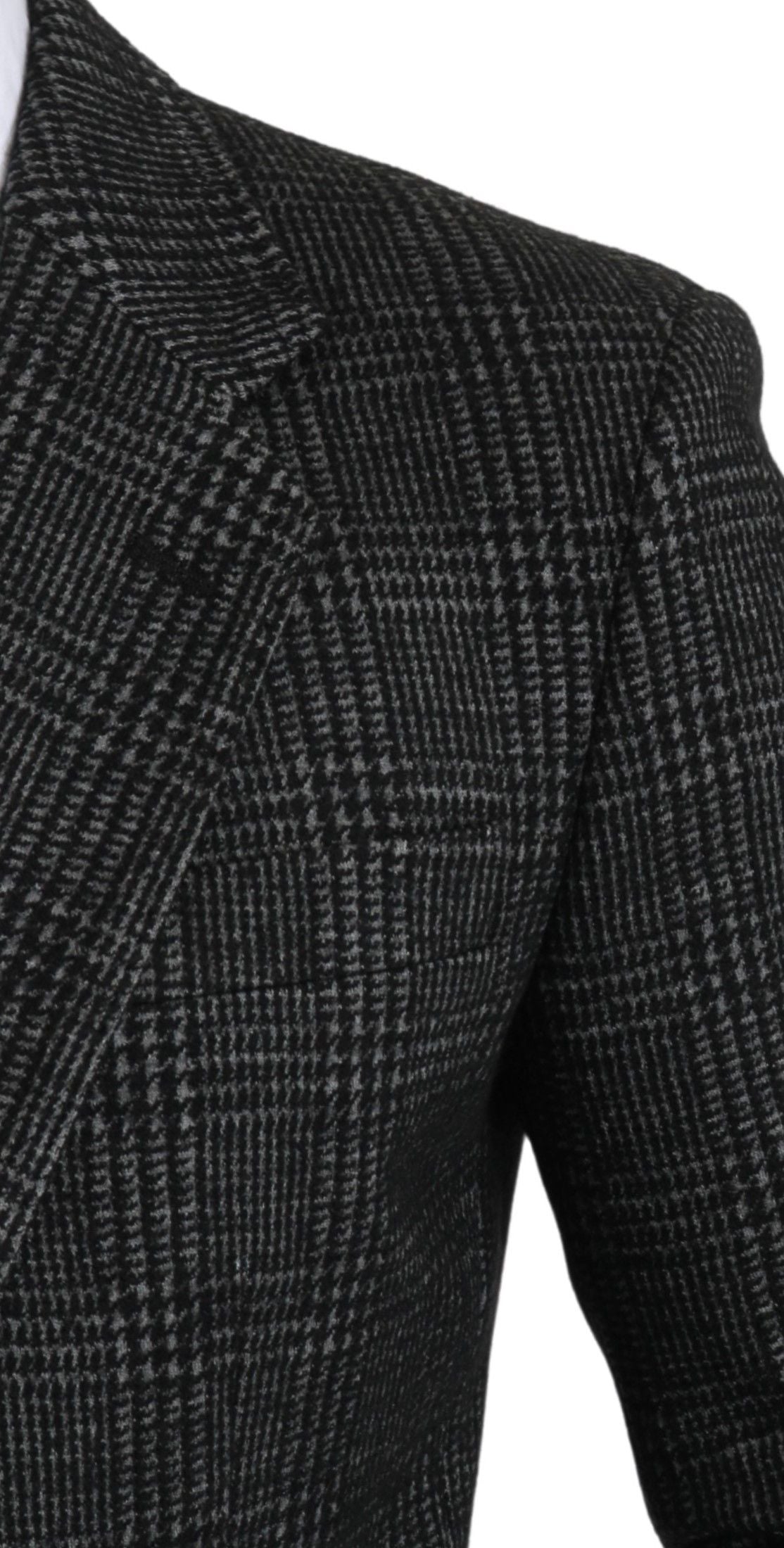 Elegante blazer gris a cuadros de corte entallado