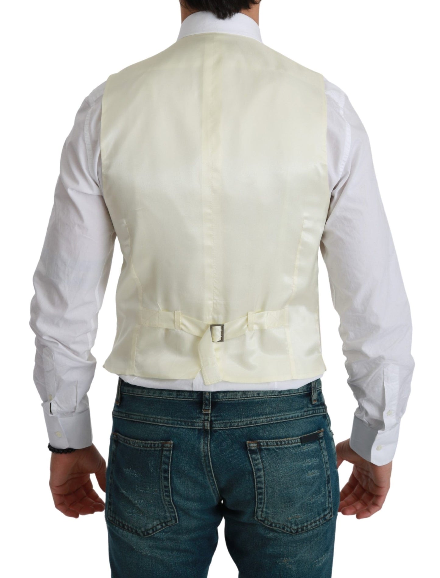 Elegante chaleco de vestir de lana color crema