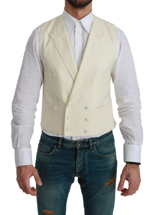 Elegante chaleco de vestir de lana color crema