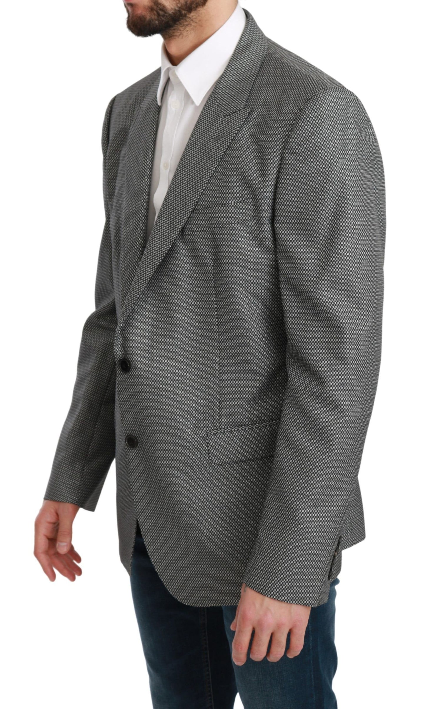 Blazer elegante de corte entallado con estampado de fantasía gris