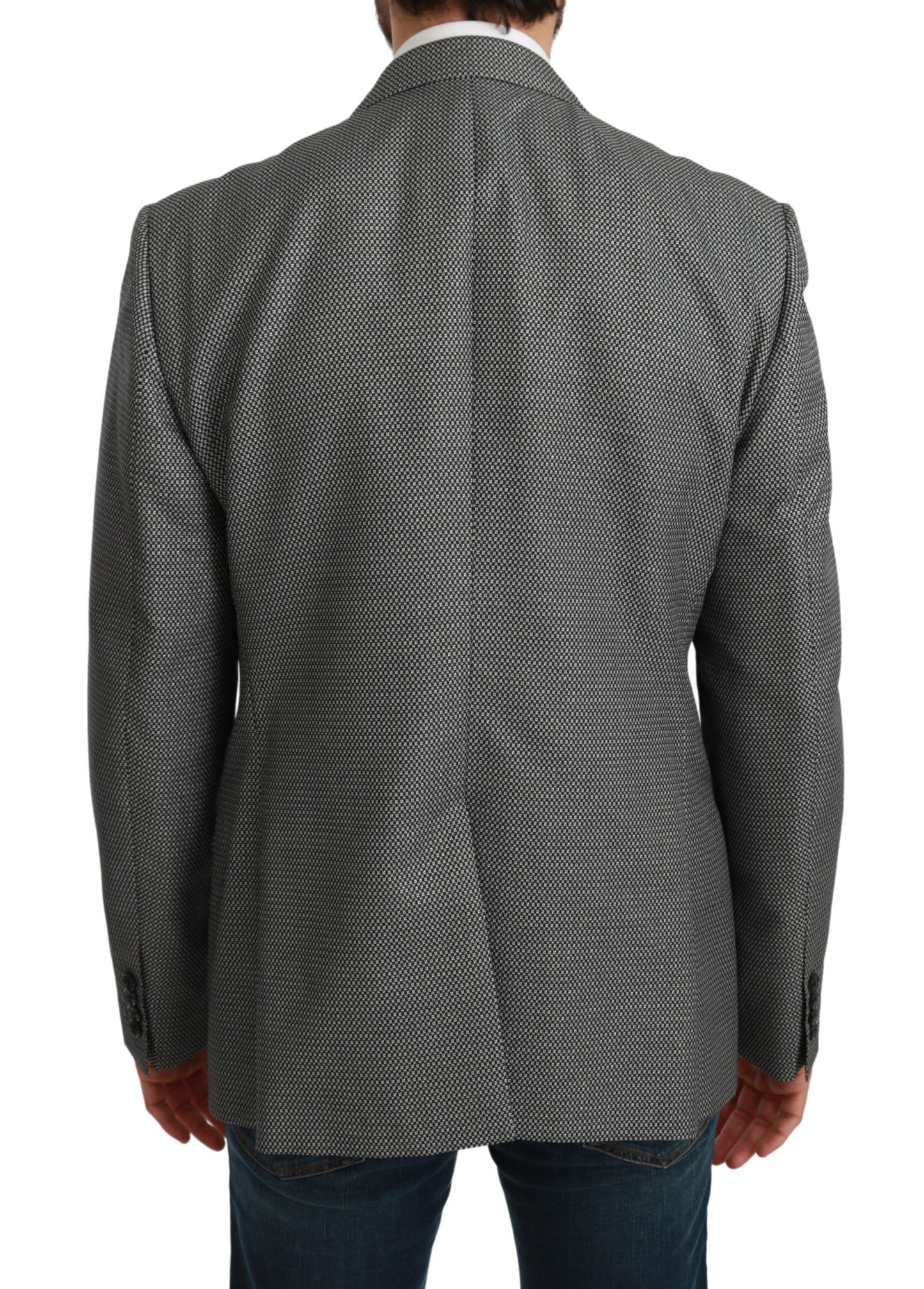 Blazer elegante de corte entallado con estampado de fantasía gris