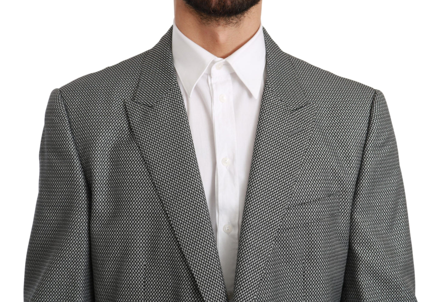 Blazer elegante de corte entallado con estampado de fantasía gris