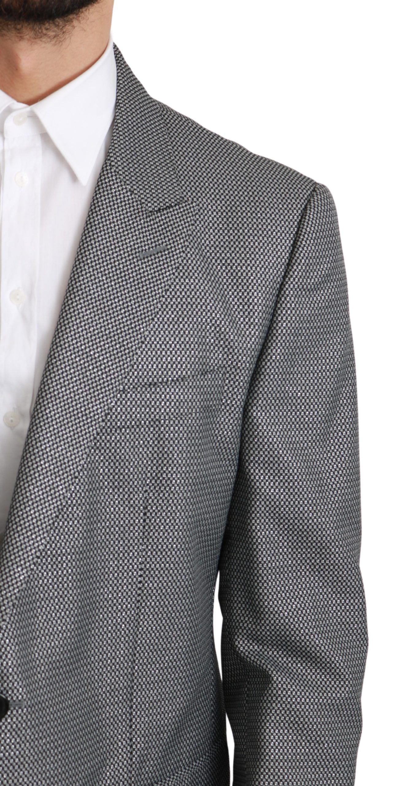 Blazer elegante de corte entallado con estampado de fantasía gris