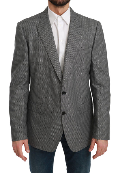 Blazer elegante de corte entallado con estampado de fantasía gris