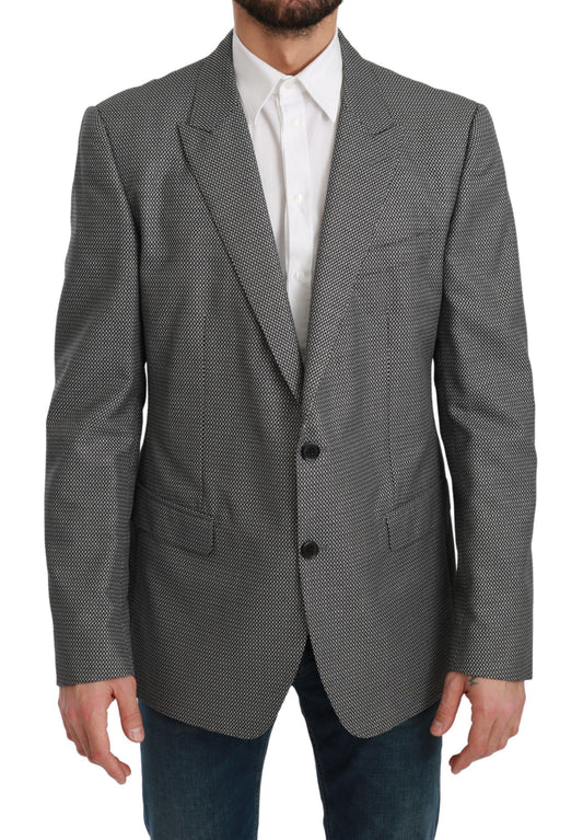Blazer elegante de corte entallado con estampado de fantasía gris