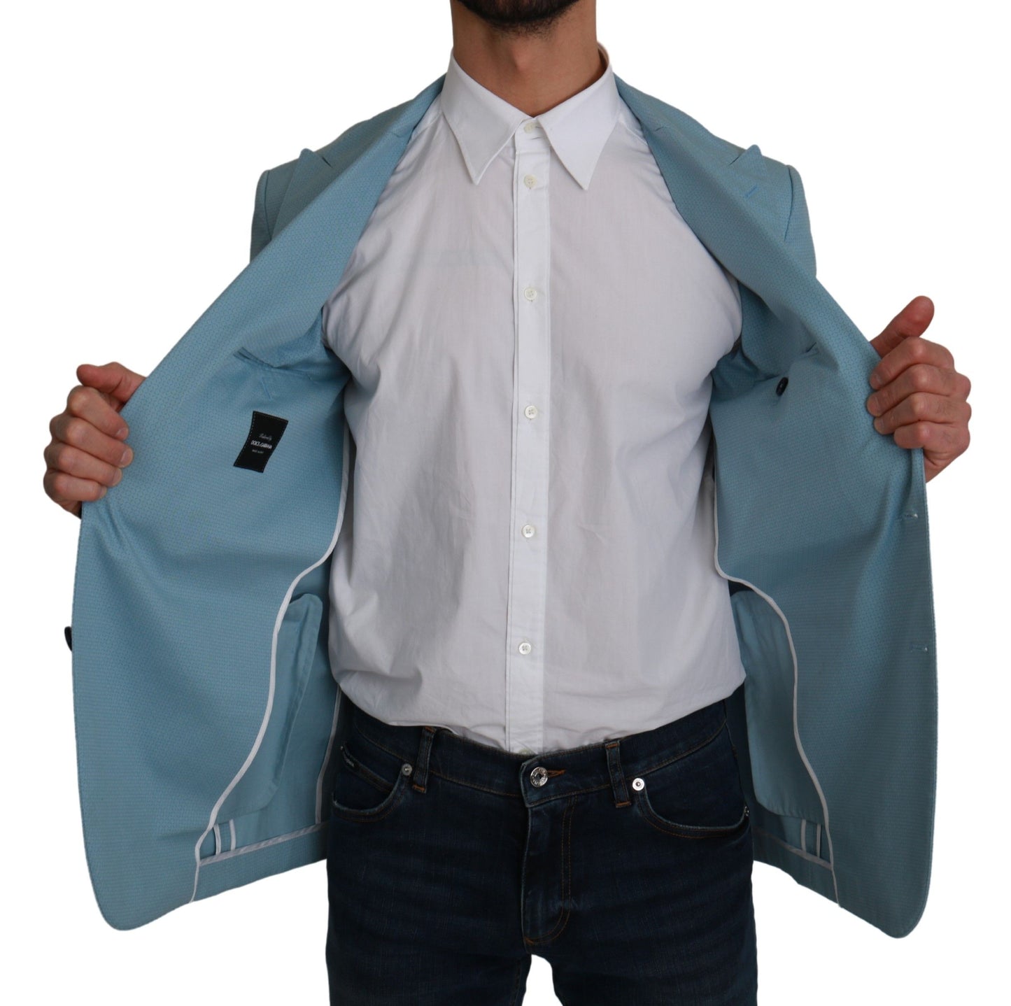Blazer elegante con estampado de fantasía azul