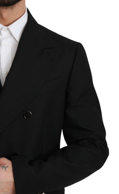 Elegante blazer formal negro de corte entallado