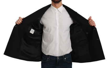 Elegante blazer formal negro de corte entallado