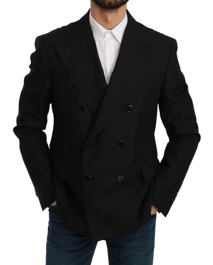 Elegante blazer formal negro de corte entallado