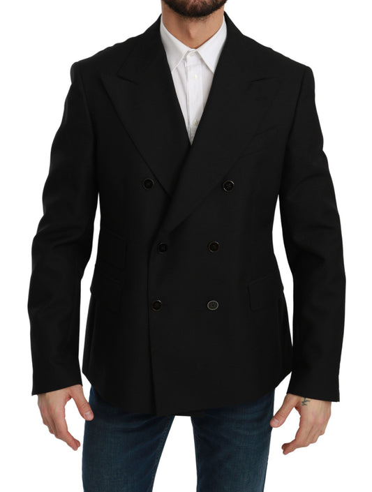Elegante blazer formal negro de corte entallado