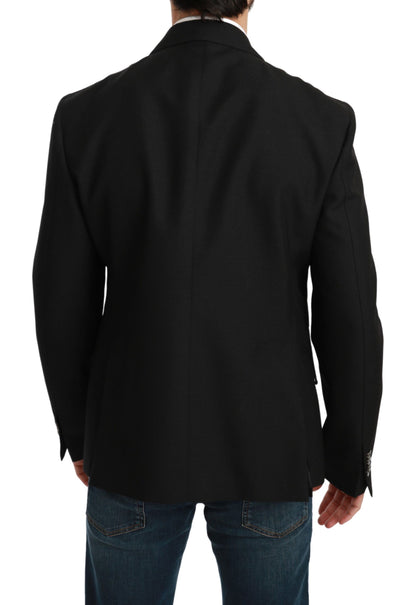 Elegante blazer formal negro de corte entallado