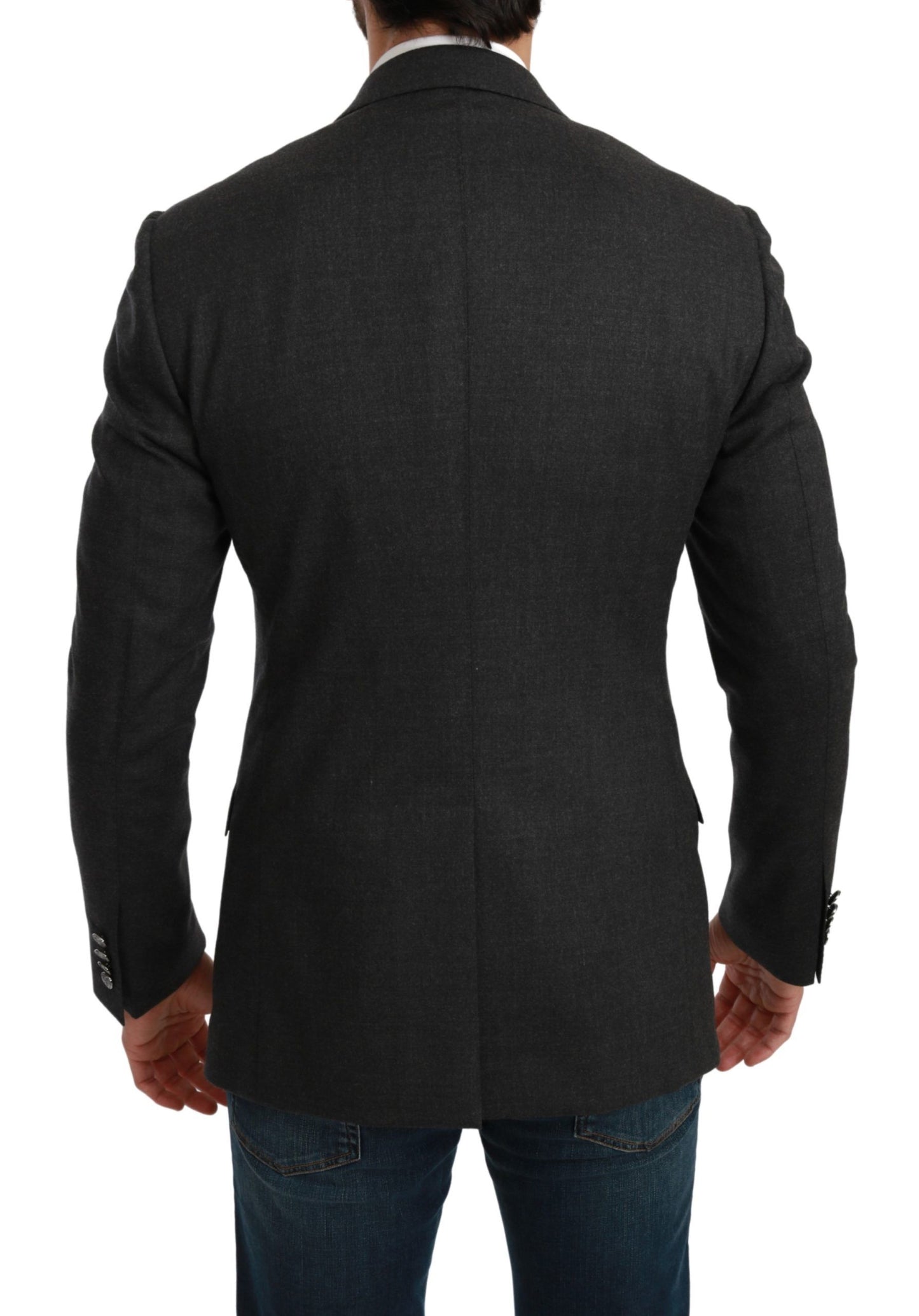Elegante blazer formal de corte entallado gris