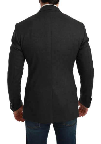 Elegante blazer formal de corte entallado gris