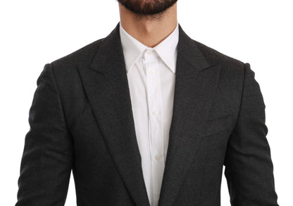 Elegante blazer formal de corte entallado gris