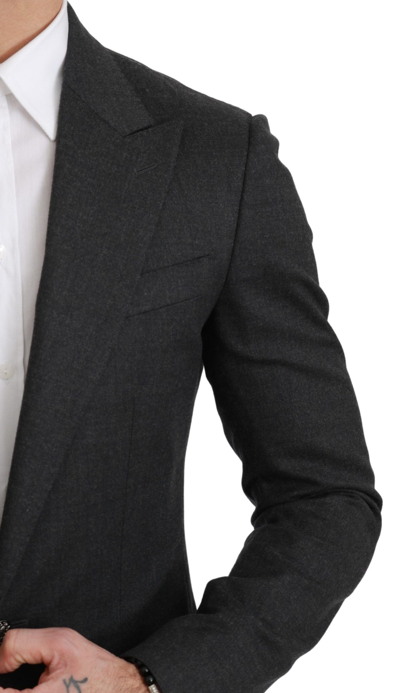 Elegante blazer formal de corte entallado gris