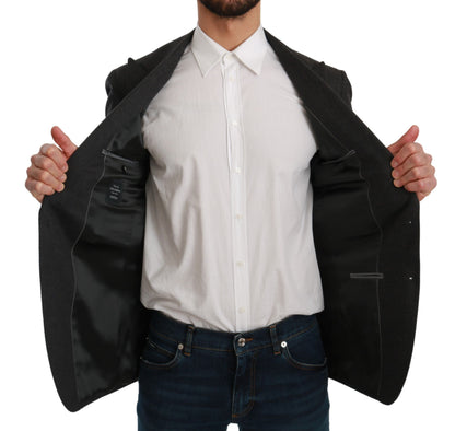 Elegante blazer formal de corte entallado gris